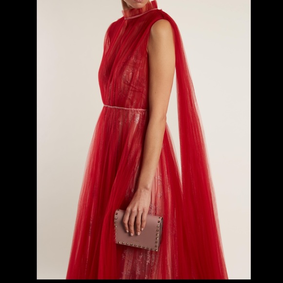 VALENTINO red draped tulle and lace gown IT40 🌹PRICE IS FIRM🌹 - Picture 10 of 16